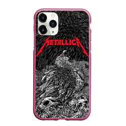 Чехол iPhone 11 Pro матовый Metallica - scavenger on the skull, цвет: 3D-малиновый