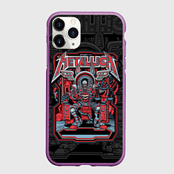 Чехол iPhone 11 Pro матовый Metallica - skeleton robot, цвет: 3D-фиолетовый