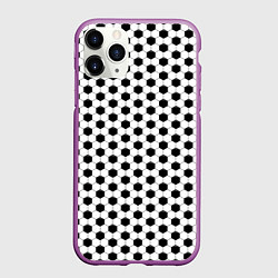 Чехол iPhone 11 Pro матовый Текстура футбольного мяча, цвет: 3D-фиолетовый