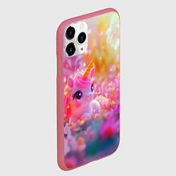 Чехол iPhone 11 Pro матовый Маленькая милая единорожка, цвет: 3D-малиновый — фото 2