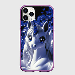 Чехол iPhone 11 Pro матовый Единорог - синий рог
