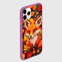 Чехол iPhone 11 Pro матовый Лисенок в осенних листьях, цвет: 3D-фиолетовый — фото 2
