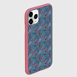 Чехол iPhone 11 Pro матовый Деревенский абстрактный цветочный узор, цвет: 3D-малиновый — фото 2
