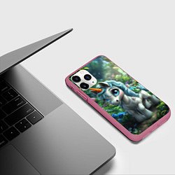 Чехол iPhone 11 Pro матовый Единорожка в зеленом лесу, цвет: 3D-малиновый — фото 2