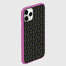 Чехол iPhone 11 Pro матовый Паттерн черные котики, цвет: 3D-фиолетовый — фото 2