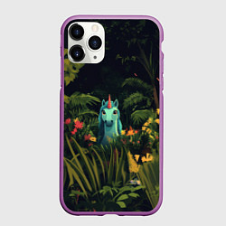 Чехол iPhone 11 Pro матовый Голубая единорожка