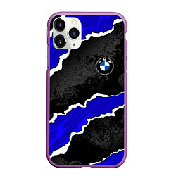 Чехол iPhone 11 Pro матовый BMW - синие разрывы