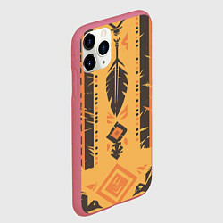 Чехол iPhone 11 Pro матовый Прикид индейца, цвет: 3D-малиновый — фото 2