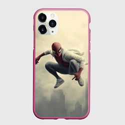 Чехол iPhone 11 Pro матовый Человек паук в прыжке