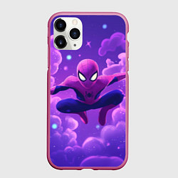 Чехол iPhone 11 Pro матовый Человек-паук на фоне облаков