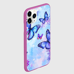 Чехол iPhone 11 Pro матовый Бабочки и сирень - нежная голубая живопись, цвет: 3D-фиолетовый — фото 2