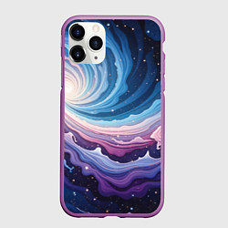 Чехол iPhone 11 Pro матовый Космическая волна, цвет: 3D-фиолетовый