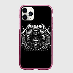 Чехол iPhone 11 Pro матовый Metallica - four skulls