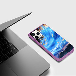 Чехол iPhone 11 Pro матовый Синие объемные брызги текстура, цвет: 3D-фиолетовый — фото 2