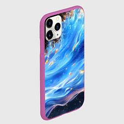 Чехол iPhone 11 Pro матовый Синие объемные брызги текстура, цвет: 3D-фиолетовый — фото 2