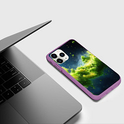 Чехол iPhone 11 Pro матовый Текстурная зеленая слизь, цвет: 3D-фиолетовый — фото 2