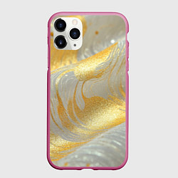 Чехол iPhone 11 Pro матовый Серо-золотая материя текстура