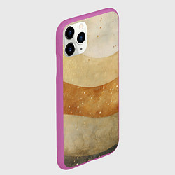 Чехол iPhone 11 Pro матовый Бежево-золотые полосы с блестками, цвет: 3D-фиолетовый — фото 2