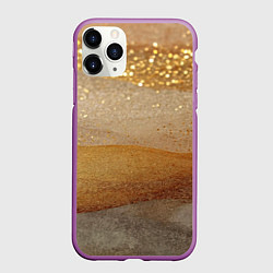 Чехол iPhone 11 Pro матовый Бежевые блестяшки текстура, цвет: 3D-фиолетовый