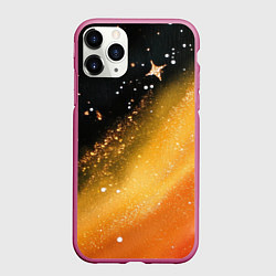 Чехол iPhone 11 Pro матовый Черно-оранжевая блестящая текстура, цвет: 3D-малиновый