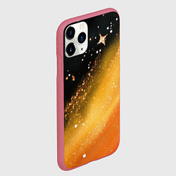 Чехол iPhone 11 Pro матовый Черно-оранжевая блестящая текстура, цвет: 3D-малиновый — фото 2
