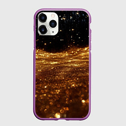 Чехол iPhone 11 Pro матовый Золотистые крупицы на черном