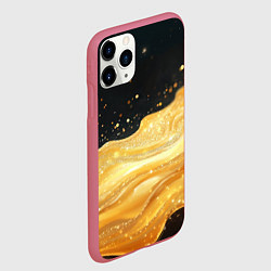 Чехол iPhone 11 Pro матовый Золотистая материя на черном фоне, цвет: 3D-малиновый — фото 2
