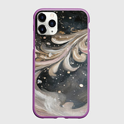 Чехол iPhone 11 Pro матовый Бежевый объемный узор