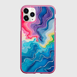 Чехол iPhone 11 Pro матовый Абстрактные волны в мраморном стиле