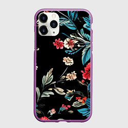 Чехол iPhone 11 Pro матовый Цветы старинный узор