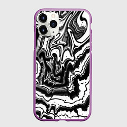 Чехол iPhone 11 Pro матовый Закрученные волны - чб абстракция