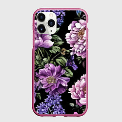 Чехол iPhone 11 Pro матовый Пионы и сирень старинный узор