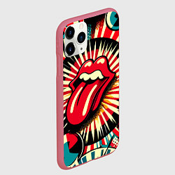 Чехол iPhone 11 Pro матовый Logo of the Rolling Stones - pop art, цвет: 3D-малиновый — фото 2