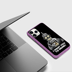 Чехол iPhone 11 Pro матовый Бендер - я хочу с тобой выпить, цвет: 3D-фиолетовый — фото 2