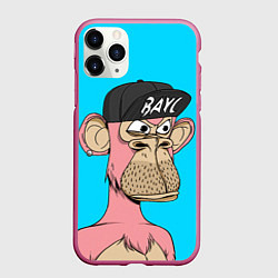 Чехол iPhone 11 Pro матовый NFT pink ape, цвет: 3D-малиновый