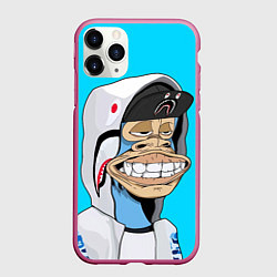 Чехол iPhone 11 Pro матовый NFT ape in the hood, цвет: 3D-малиновый