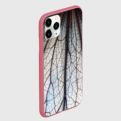 Чехол iPhone 11 Pro матовый Прожилки растения, цвет: 3D-малиновый — фото 2