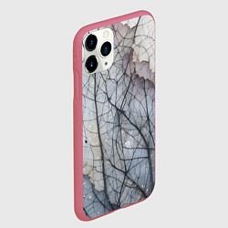 Чехол iPhone 11 Pro матовый Прожилки листьев, цвет: 3D-малиновый — фото 2