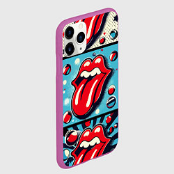 Чехол iPhone 11 Pro матовый Rolling Stones logo - pop art, цвет: 3D-фиолетовый — фото 2