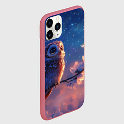 Чехол iPhone 11 Pro матовый Сова на фоне ночного неба, цвет: 3D-малиновый — фото 2