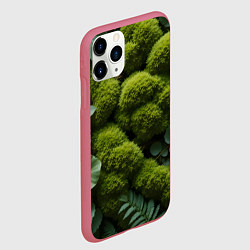 Чехол iPhone 11 Pro матовый Зеленый мох и листья, цвет: 3D-малиновый — фото 2