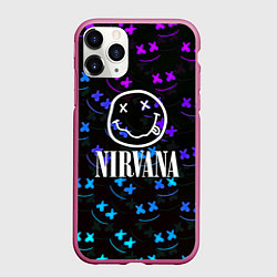 Чехол iPhone 11 Pro матовый Nirvana x marshmello neon, цвет: 3D-малиновый
