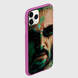 Чехол iPhone 11 Pro матовый Matrix - Keanu Reeves, цвет: 3D-фиолетовый — фото 2