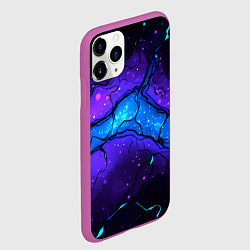 Чехол iPhone 11 Pro матовый Синяя звездная полоса в плите текстура, цвет: 3D-фиолетовый — фото 2