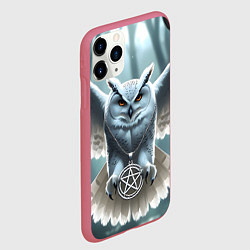 Чехол iPhone 11 Pro матовый Лес и белая сова, цвет: 3D-малиновый — фото 2