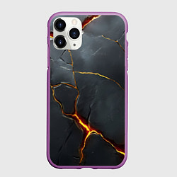 Чехол iPhone 11 Pro матовый Серая текстура с золотым изломом, цвет: 3D-фиолетовый