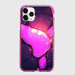 Чехол iPhone 11 Pro матовый Розовая текстура разлом плит, цвет: 3D-малиновый