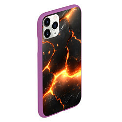 Чехол iPhone 11 Pro матовый Лава и разлом плит, цвет: 3D-фиолетовый — фото 2