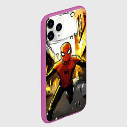 Чехол iPhone 11 Pro матовый Бегущий человек - паук, цвет: 3D-фиолетовый — фото 2