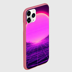 Чехол iPhone 11 Pro матовый Синтвейв ретровейв неоновый узор и солнце, цвет: 3D-малиновый — фото 2
